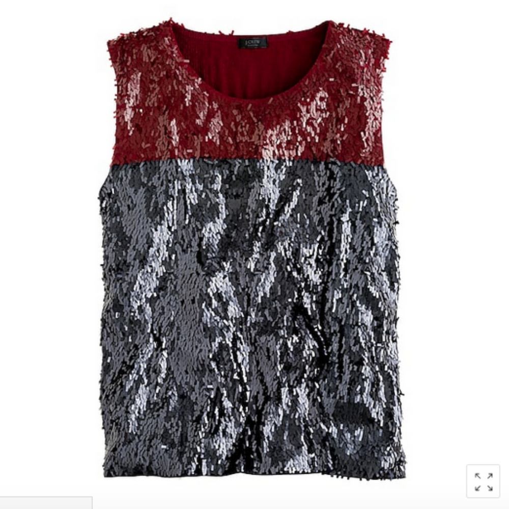 J.Crew Collection Sequin Colorblock Top Xs Euc - image 4